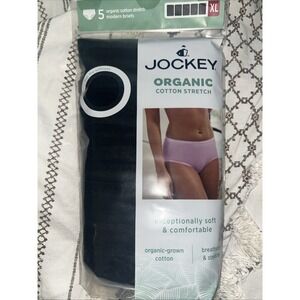 Jockey Women's 5-Pack Organic Cotton Stretch Modern Briefs  Size XL Black